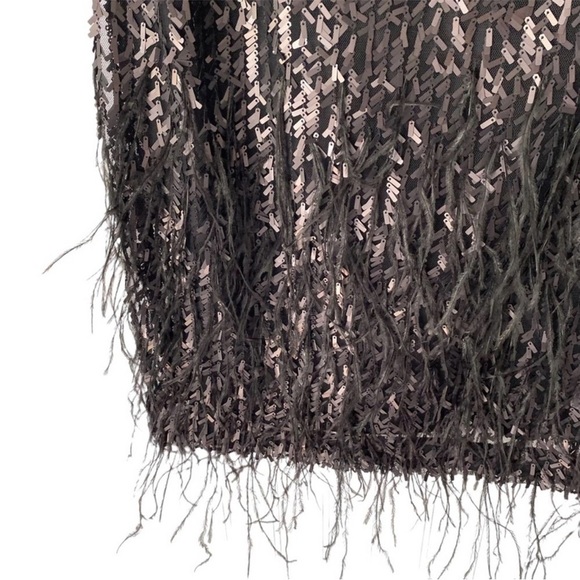 Jessica Simpson Sequin Feather Black Dress Party Cocktail size 10 NWTs - Picture 4 of 16